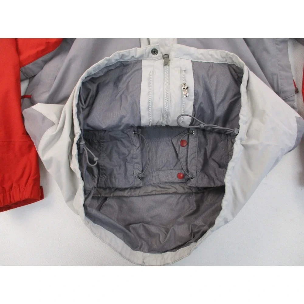 The North Face Jacket Mens L Red Grey HyVent Hooded Waterproof Colorblock Shell